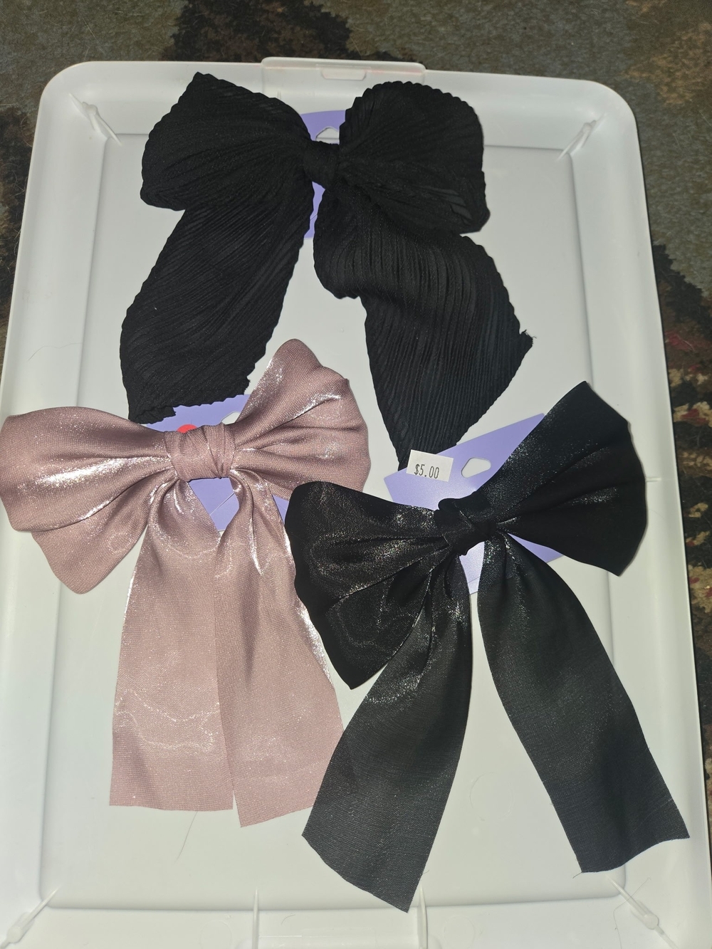 Black and Rose Gold Bow Hair Clips - Women's Accessories